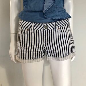 Aeropostale Stretch Denim Striped Shorts 3/4